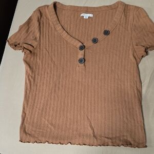 Forever 21 Tan Button-Accent Blouse